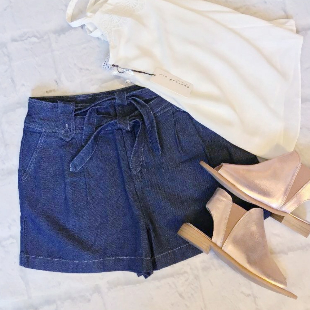 CURRENT AIR Anthro Chic Chambray Shorts - Picture 4 of 10